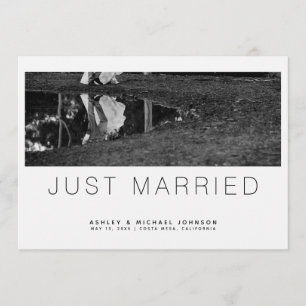 Just Married Minimalist Photo Wedding Announcement
