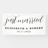 Just Married Modern Elegant Newlywed Wedding