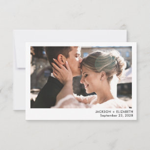 Just married modern elopement photo announcement