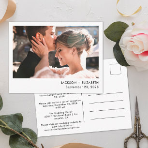 Just married modern elopement photo announcement postcard