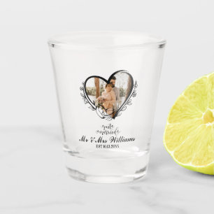 Just Married,Modern Mr & Mrs Photo Custom Wedding Shot Glass