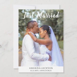Just Married Modern Photo Wedding Announcement