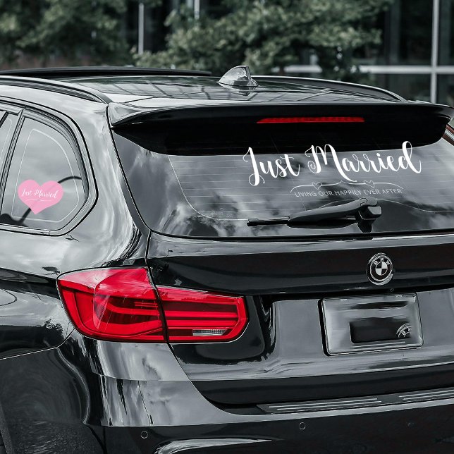 Just Married Modern Stylish Script Custom Car Window Cling (Creator Uploaded)