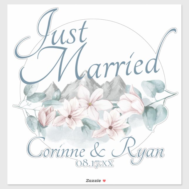 Just Married Mountain Magnolias Personalised Sign (Sheet)