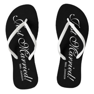 Just Married Mr Mrs flip flops for bride and groom