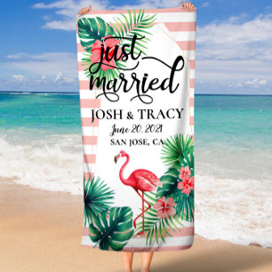 Just Married, Mr & Mrs, Honeymoon, Custom Name Beach Towel