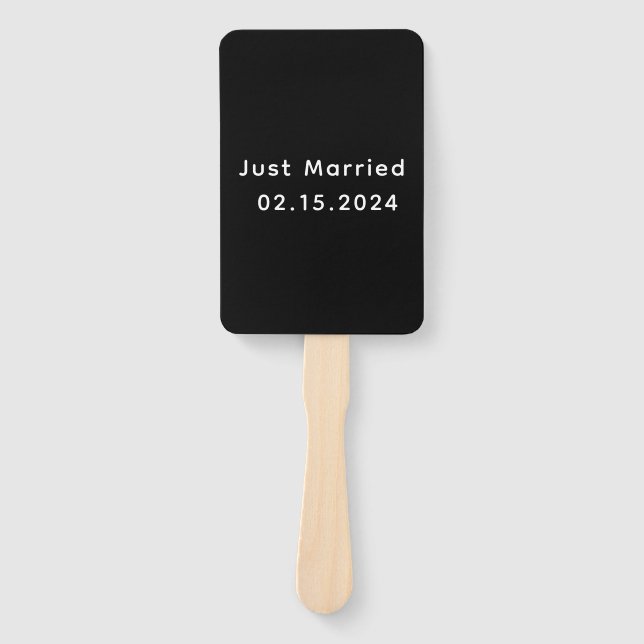 Just Married Mr. & Mrs. | Wedding Monogram  Hand Fan (Front)