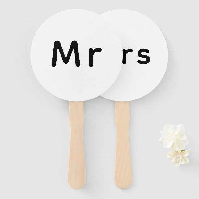 Just Married Mr. & Mrs. | Wedding Monogram  Hand Fan (Front and Back)