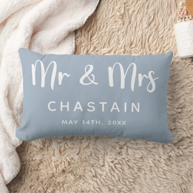 Just Married Mr. & Mrs. | Wedding Monogram  Lumbar Cushion (Blanket)