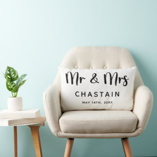 Just Married Mr. & Mrs.   Wedding Monogram  Lumbar Cushion