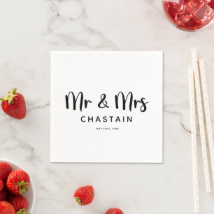 Just Married Mr. & Mrs. Wedding Monogram Napkin