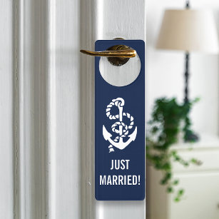 Just Married Nautical Rope & Anchor Door Hanger