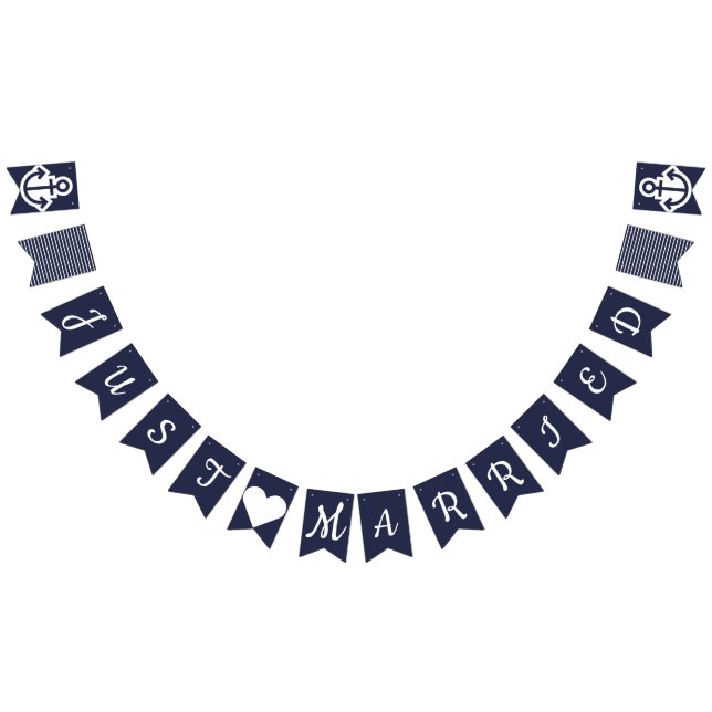 Just Married Nautical Wedding Bunting (All)