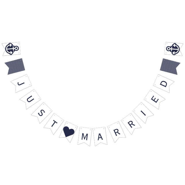 Just Married Nautical Wedding Bunting Bunting (All)