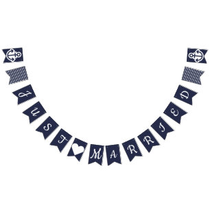 Just Married Nautical Wedding Bunting Bunting