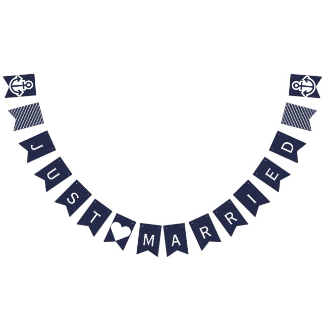 Just Married Nautical Wedding Bunting Bunting (All)
