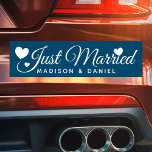 Just Married Navy Personalised Newlywed Wedding Car Magnet<br><div class="desc">Just Married Personalised Name Newlywed Wedding Car Magnet. Personalise this custom design with the names of the bride and groom or with your own text.</div>