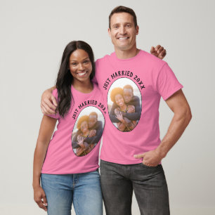 Just Married Newly Weds   His And Hers Pink Unisex T-Shirt