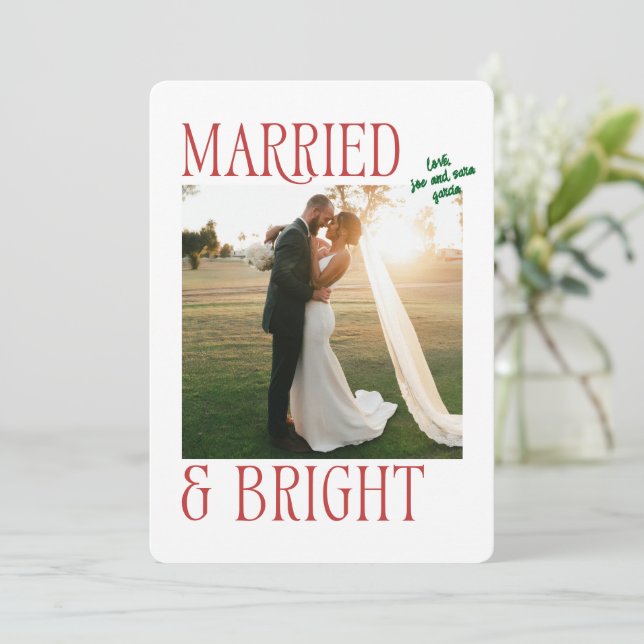Just Married Newlywed Christmas Card (Standing Front)