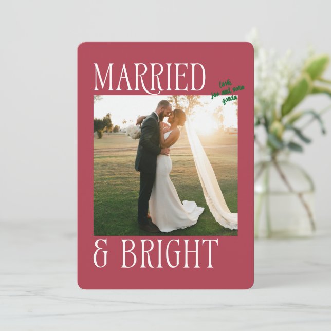 Just Married Newlywed Christmas Card (Standing Front)