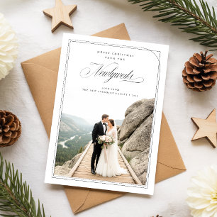 Just Married Newlywed Couple Photo Christmas Holiday Card