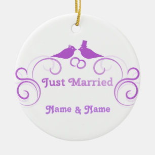 Just Married Newlyweds Thunder_Cove Ceramic Tree Decoration