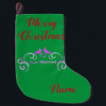 Just Married Newlyweds Thunder_Cove Small Christmas Stocking<br><div class="desc">Just Married Newlywed Lovebirds   to customise,  personalise by changing to your name</div>
