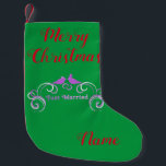 Just Married Newlyweds Thunder_Cove Small Christmas Stocking<br><div class="desc">Just Married Newlywed Lovebirds   to customise,  personalise by changing to your name</div>