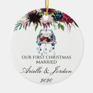 Just Married Our First Christmas Ceramic Tree Decoration