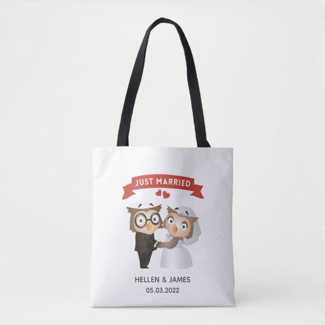 Just Married Owl Wedding   Tote Bag (Front)