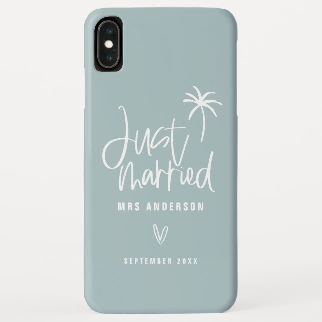 Just married palm tree wedding gift beach Case-Mate iPhone case (Back)
