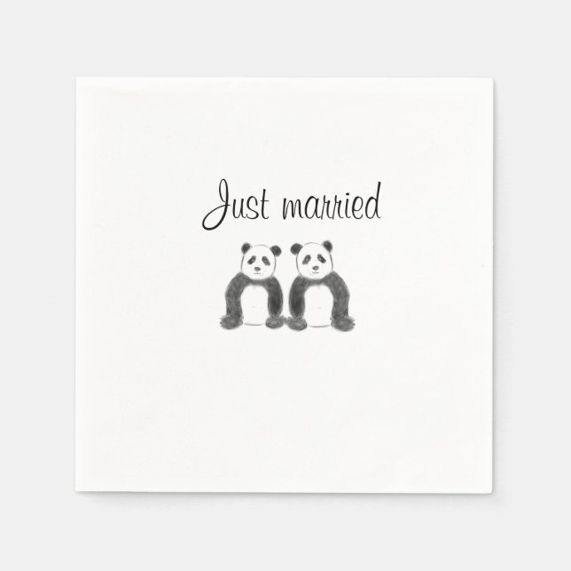 Just married panda  napkin (Front)