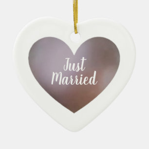 Just married pearl and purple heart ornament