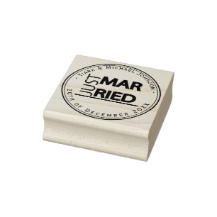 Just Married - Personalise Rubber Stamp