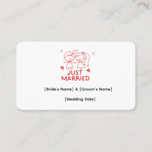 Just Married Personalised Business Card, Custom We Card