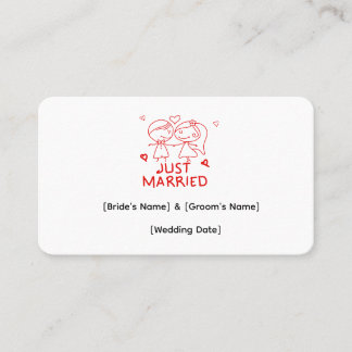 Just Married Personalised Business Card, Custom We Card