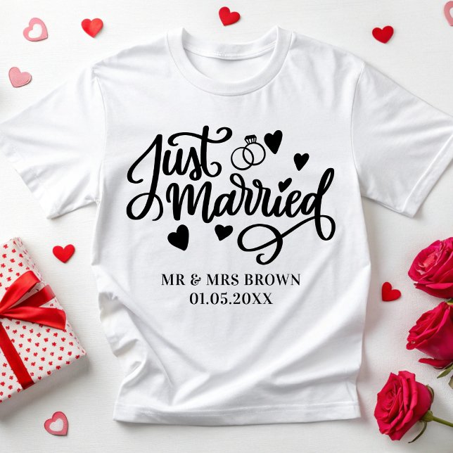 Just Married Personalised Couples Matching Wedding T-Shirt (Creator Uploaded)