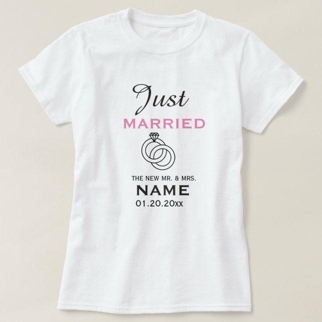 Just Married Personalised T-Shirt (Design Front)