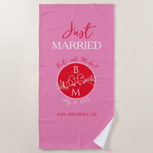 Just Married Personalised Wedding Beach Towel