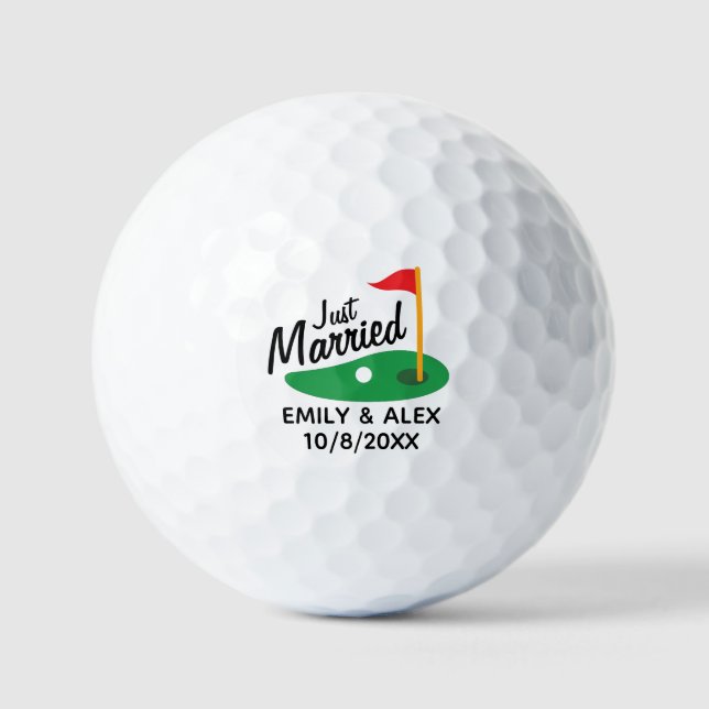 Just Married Personalised Wedding Golf Balls (Front)
