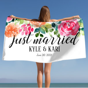 Just Married Personalised Wedding Honeymoon Towel