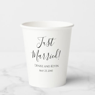 Just Married Personalised Wedding Paper Cups Party