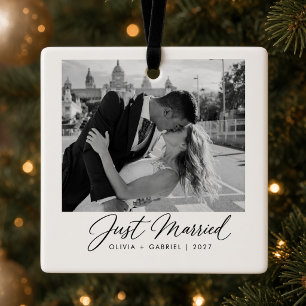 Just Married Personalised Wedding Photo Newlywed Ceramic Ornament