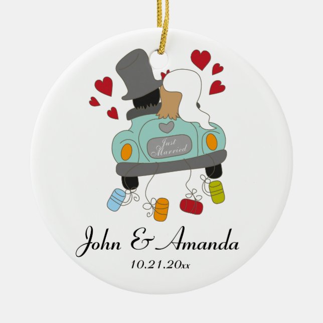 Just married personalized Christmas ornament (Front)