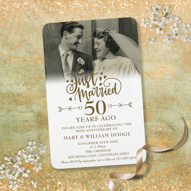 Just Married Photo 50th Wedding Anniversary Magnet (Just Married Photo 50th Wedding Anniversary Magnet)