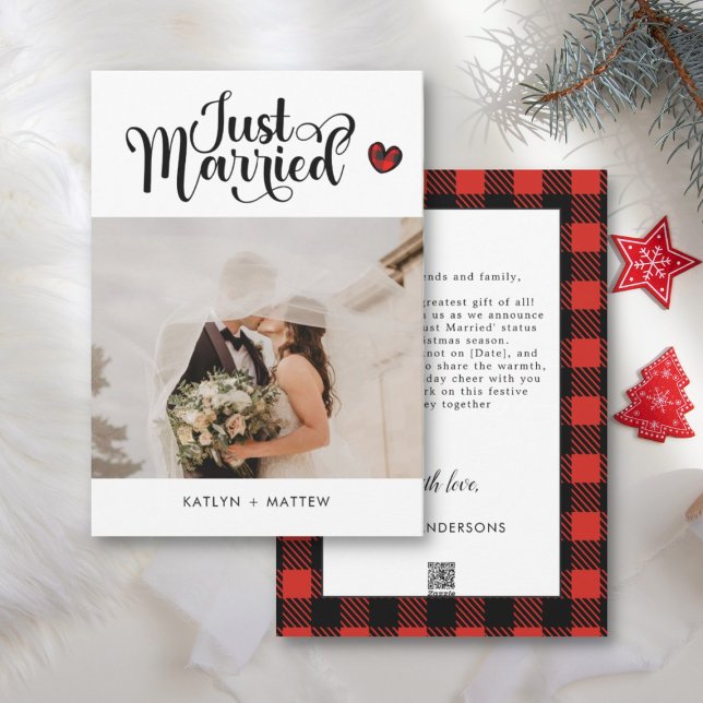 Just Married Photo Christmas Wedding Announcement  (Creator Uploaded)