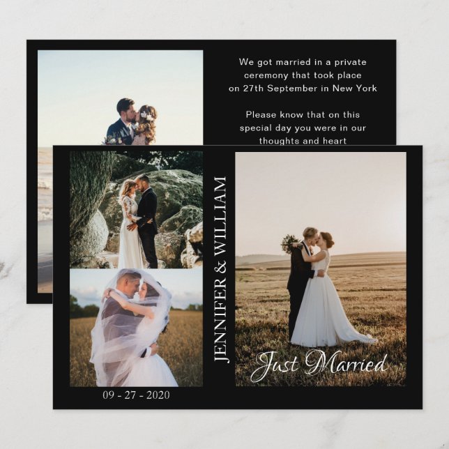 Just Married Photo Collage Wedding Announcement  (Front/Back)