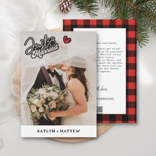 Just Married Photo Holiday Wedding Announcement  (Creator Uploaded)