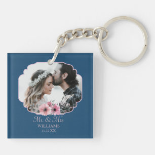 Just Married Photo Portrait Marriage Anniversary  Key Ring