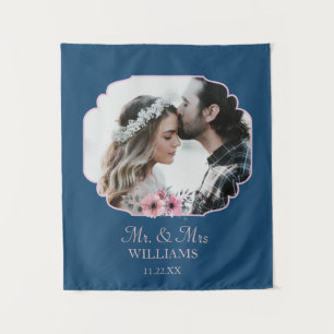 Just Married Photo Portrait Marriage Anniversary  Tapestry